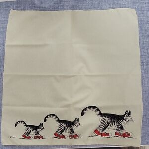 B.Kliban Cartoonist Vintage Cat With Red Sneakers Ivory Napkin/Cloth.